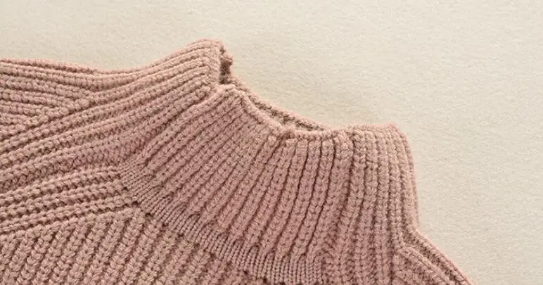kids half turtleneck pure color long sleeve rib pattern cotton knitting pullover baby girl winter sweaters