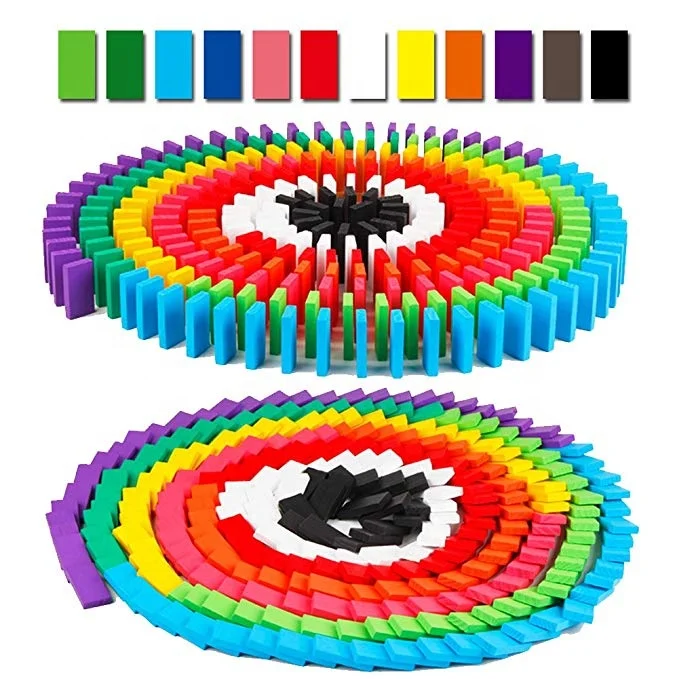 Пользовательские красочные деревянные домино установить блок гоночной игры и укладки игрушка для