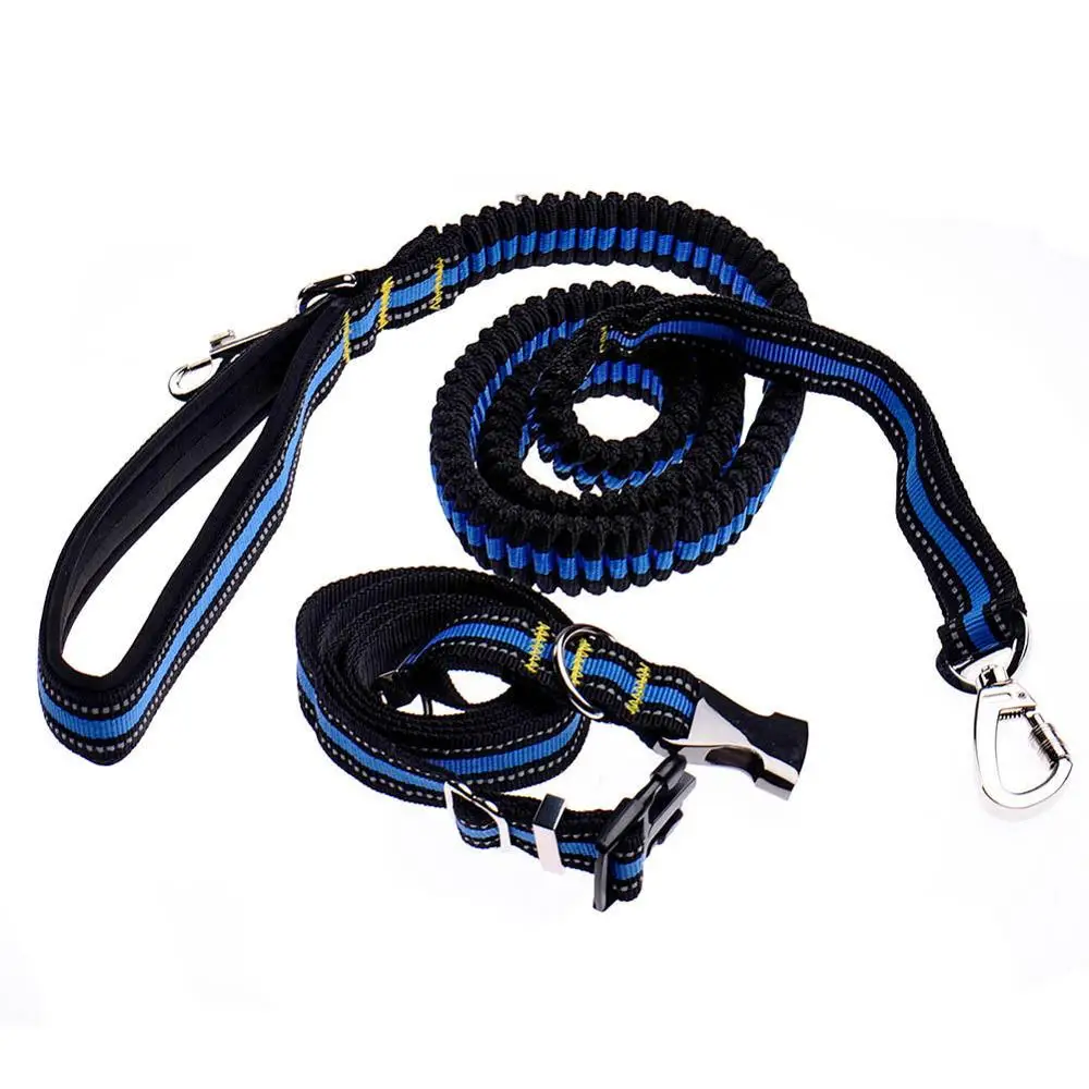 Reflective Hands Free Bungee Rope Dog Lead Leash Waist Belt Carabiner Dog Leash For Running Training
