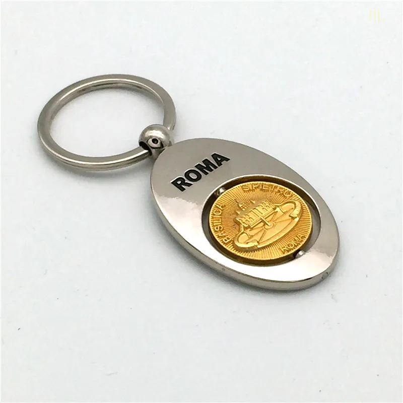Dubai Roma city gold keychain Spain souvenirs tourist keychain