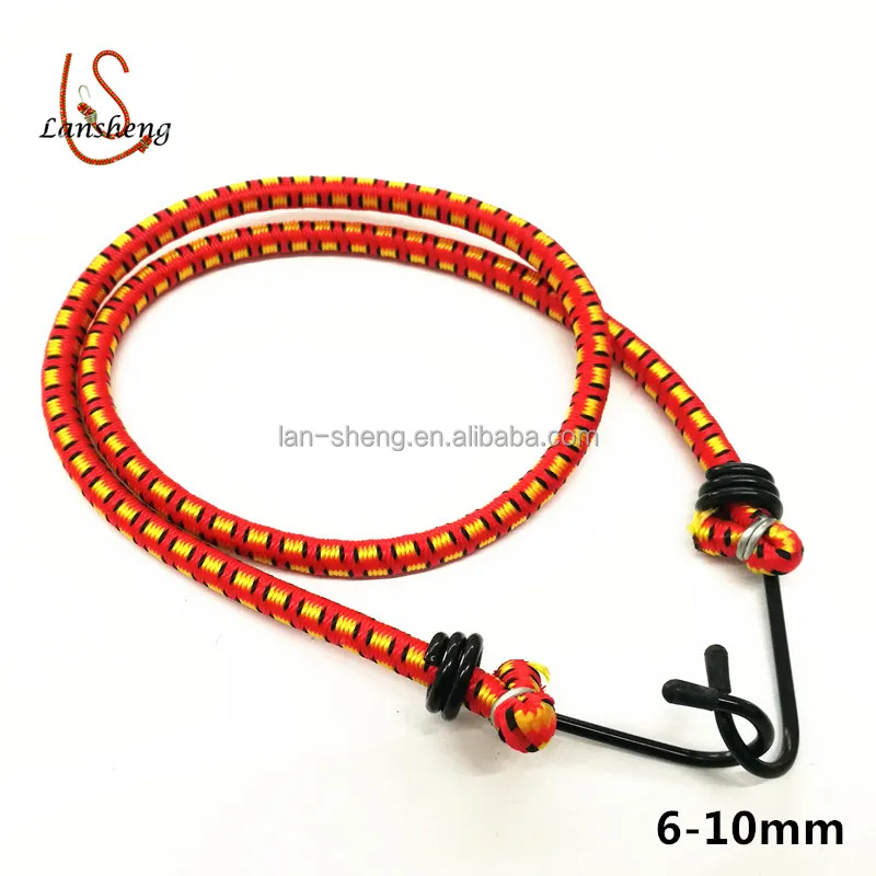 8mm 9mm 10mm elastic bungee rope with metal hook