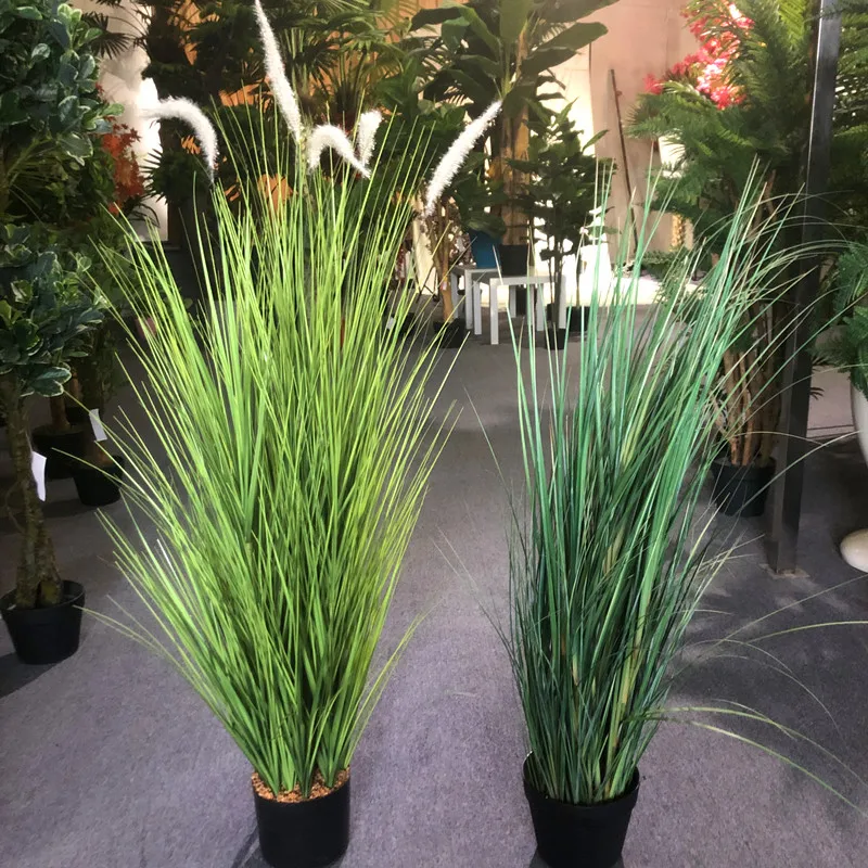 High quality home garden hotel decoration plastic tall dog tail desert plants artificial onion grass potting
