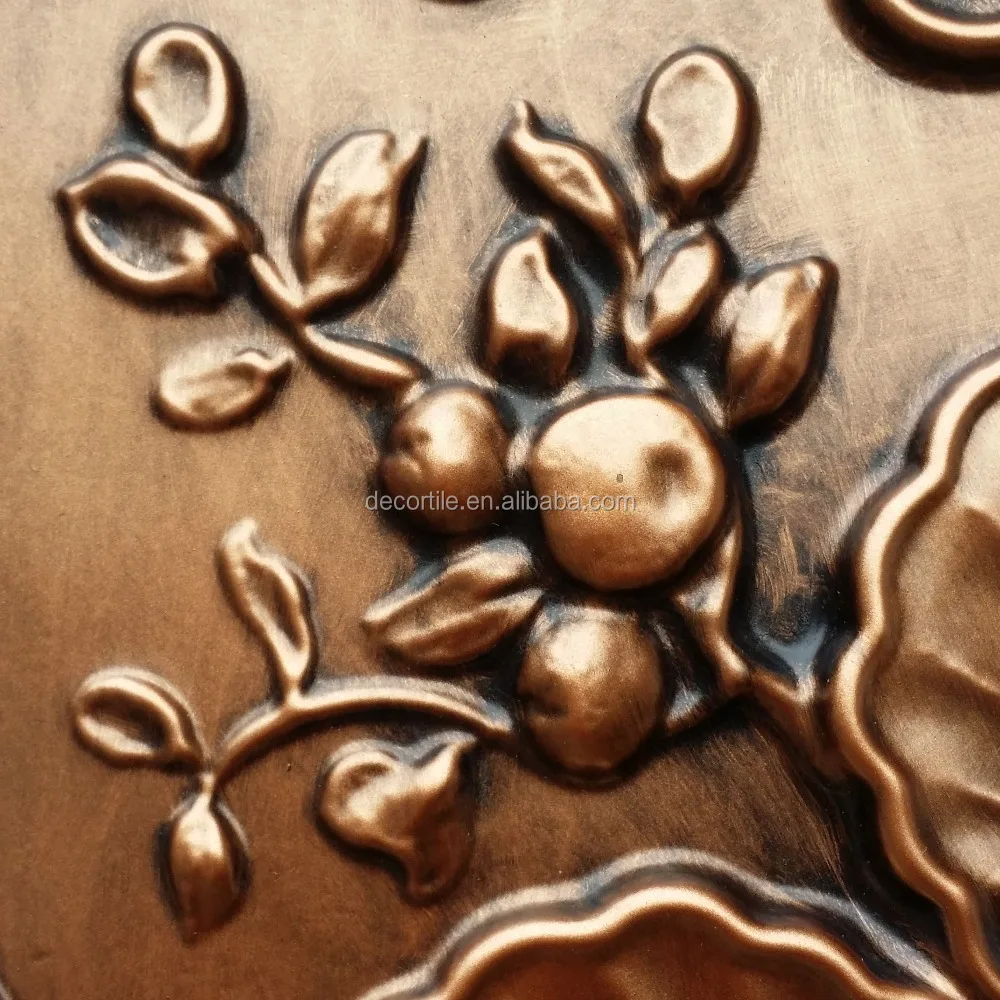 PL19 Faux tin Art Deco style 3D antiques copper ceiling tiles store shopping pub cafe club decorative wall panels