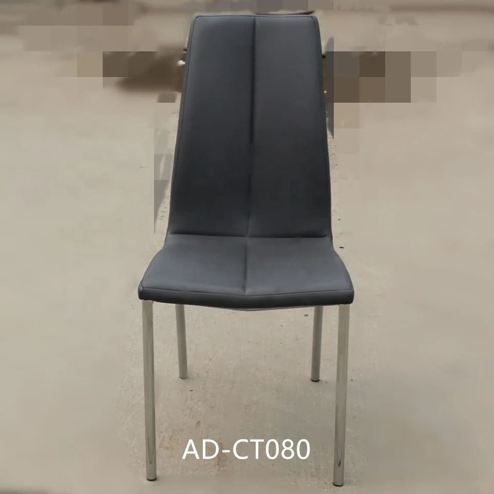 Wholesale  Leather Modern Chrome Black PU Dining Chair Design