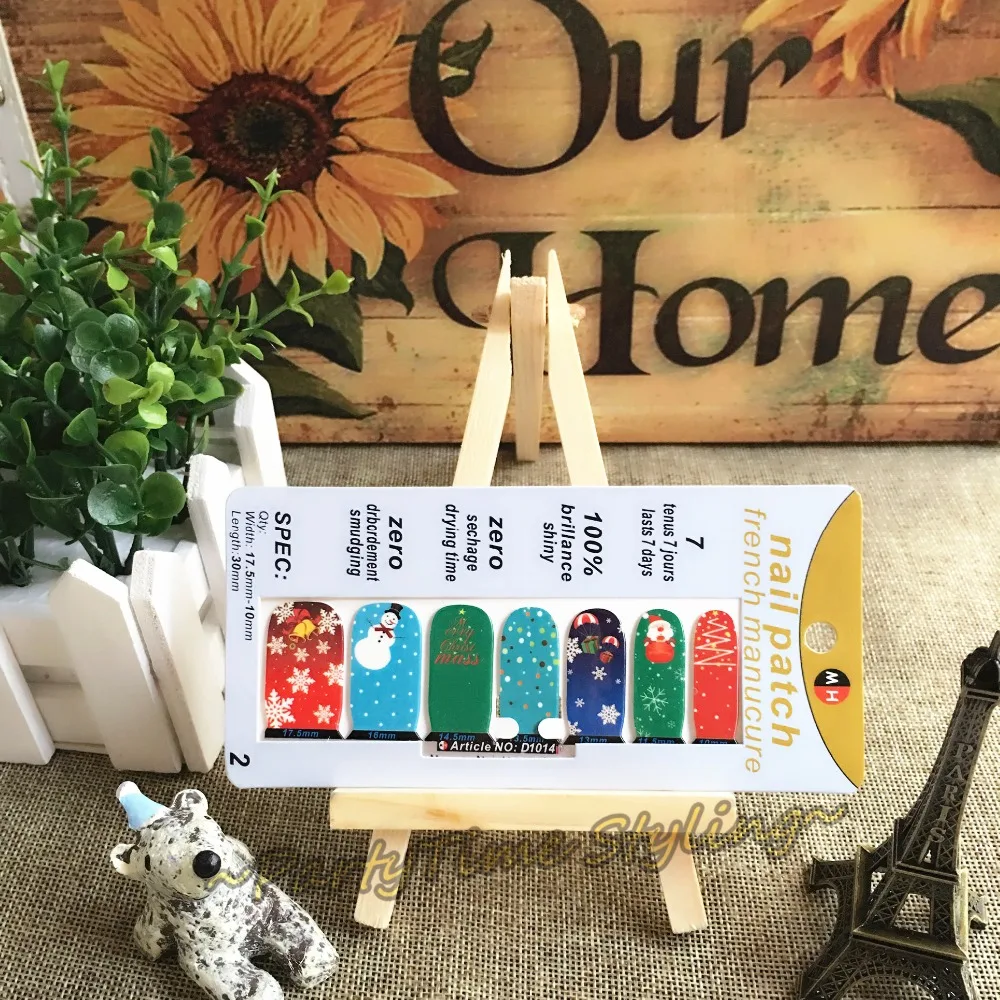 Merry Xmas Party Time Nail Arts Sticker 14 pcs set Waterproof Nail Decals Art Stickers Manicure