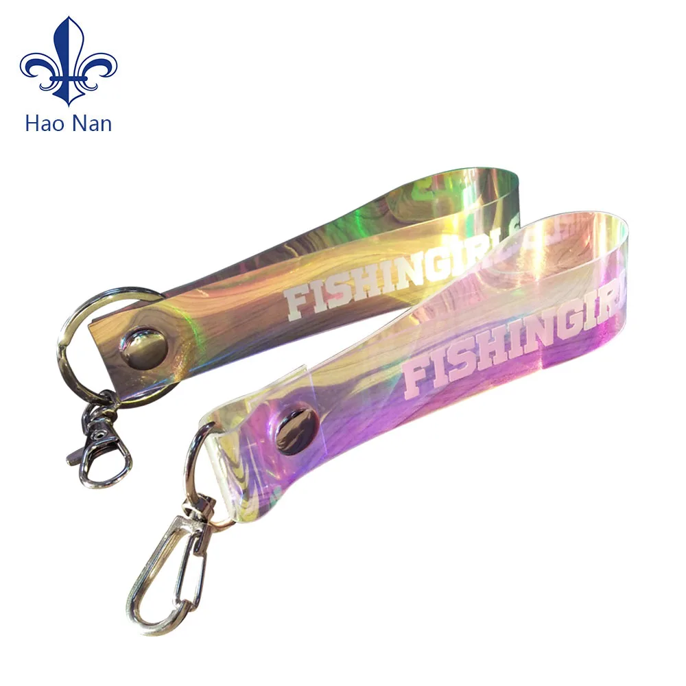 Trendy christmas gift Holographic Material PVC Full Color Print Keychain lanyards /keychain cell phone lanyard/ dubai handicraft