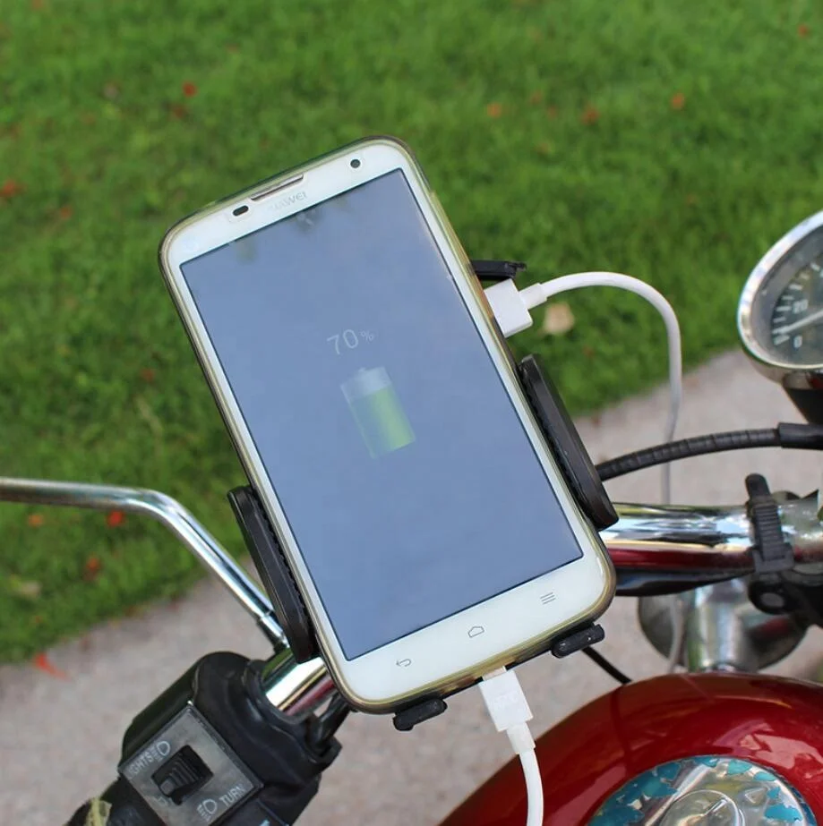 Universal Motorcycle Scooter Electric Bike Handlebar Water-proof Input 6V~46V USB 2A Charging Mount Phone Holder for Cell Phone