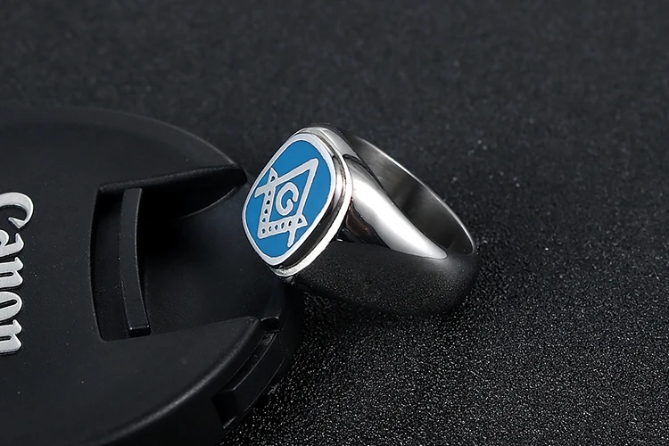 Новинка, мужское синее масонское каменное кольцо из нержавеющей стали для каменной кладки