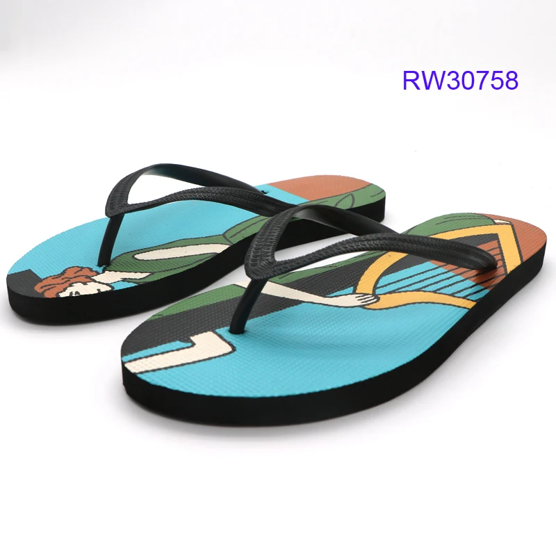 RW30758 New Design 3D insole print flip flops rubber flip flops with logo printing ipanema flip flops