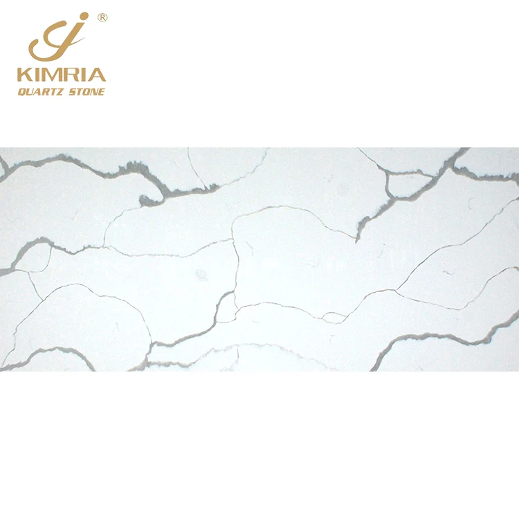 Wholesale Classical Marble Vein Artificial White Calacatta Quartz Stone Slab for Kitchen Island Countertops Vanity Tops Floor