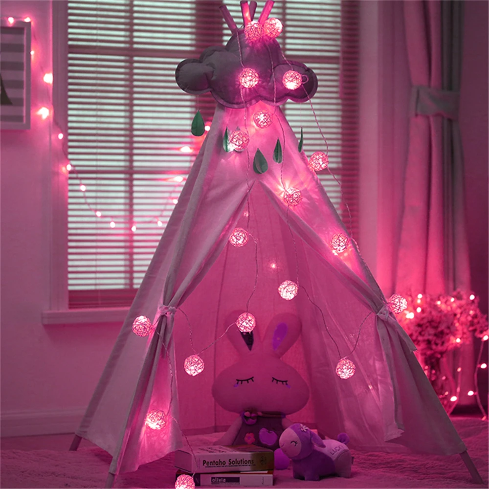 LED Wholesale Supplier Battery Operate Mini Rattan Balls Outdoor String Light