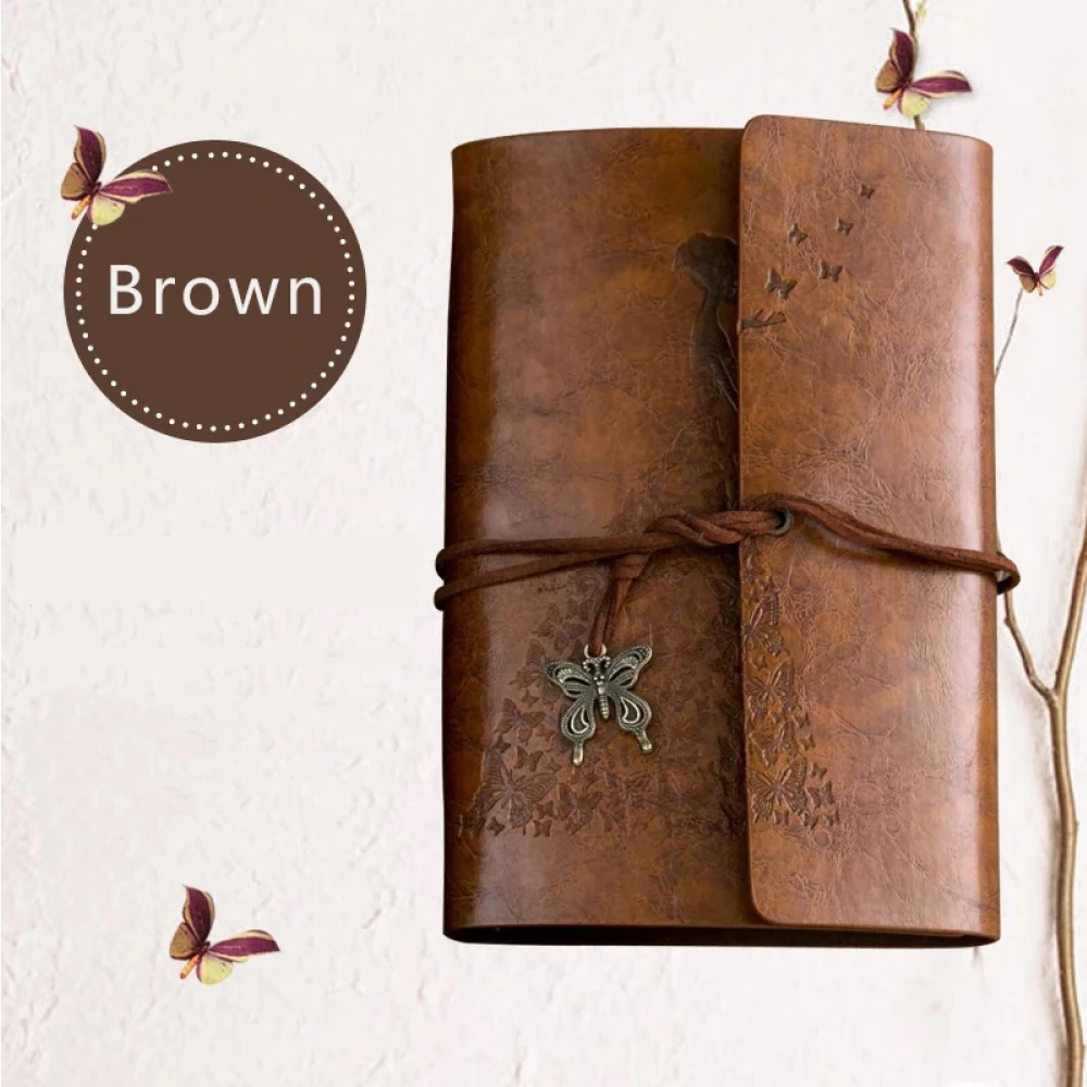 Factory A6 Wedding planner pu leather loose leaf binder girl notebook Blank kraft paper beautiful diary vintage leather journal