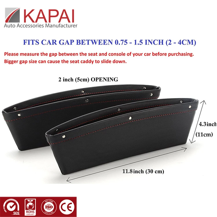 Best Sell Leather Catch Seat Side Drop Caddy Catcher Car Gap Filler Organizer