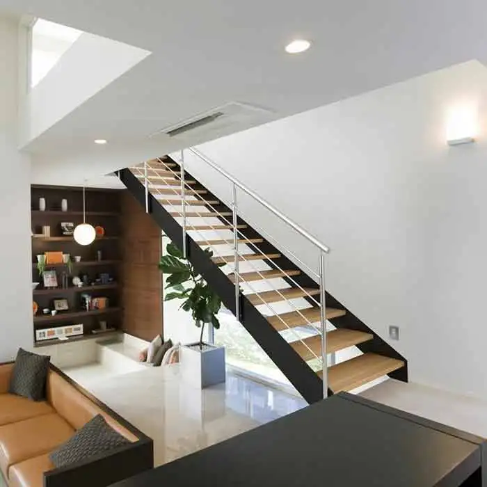 
American stair design single stringer steel wood stair/mono stringer wood staircase 