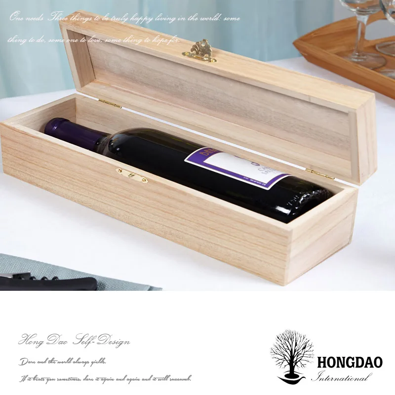 
HONGDAO Wholesale Unfinished 3 Bottle Wooden Wine Box,wooden gift box wine storage holder 