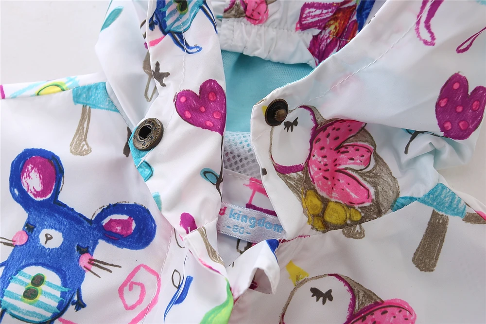 
Mudkingdom young girl print bird print sun protection windbreak waist drawstring hoodie coat 