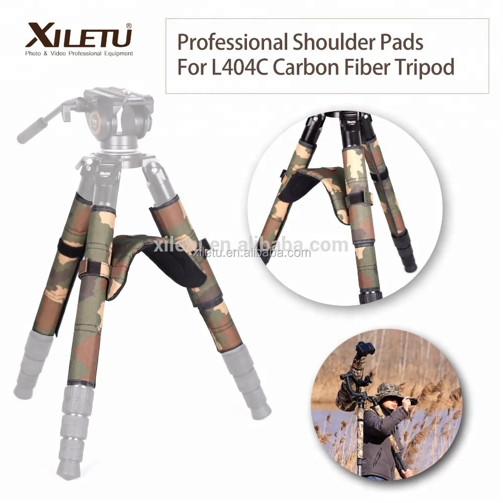 XILETU L404C+Shoulder Professional Photographic Equipment Carbon Fiber Tripod Camo Hunting Tripod