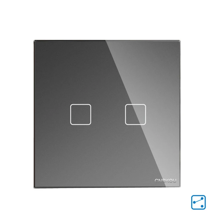 CNSKOU Tempered Crystal Glass Panel 2 Gang 2 Way Modbus Touch Sensor Switch For Led Light