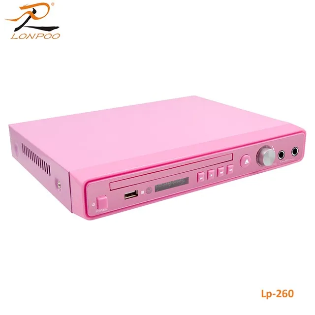 2018 new arriving pink color dvd player with coaxial s-video and optical