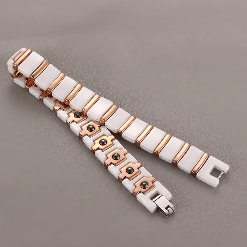 custom bio ceramic magnetic ceramic jewelry stainless steel women bracelet