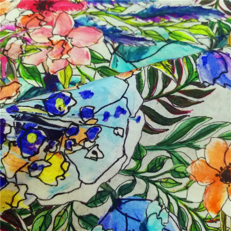 Custom Digital Print 100% Soft Cotton Twill Fabric 140gsm for Garment Cotton Material