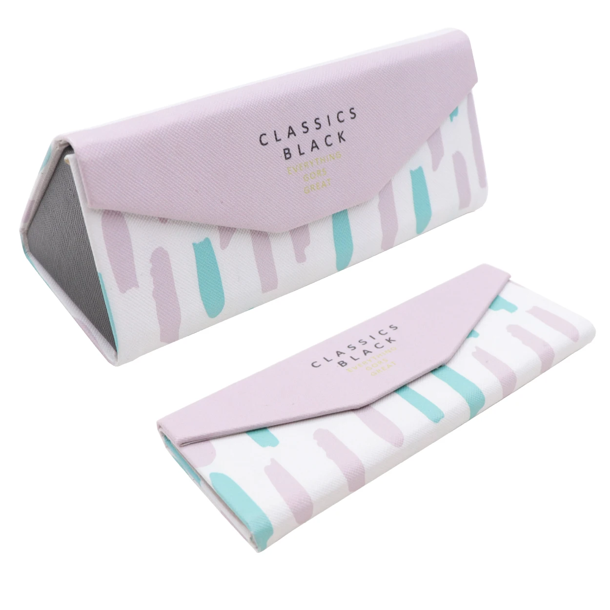 Fashion lightweight plastic Cute style folding hand-made glasses case with custom logo