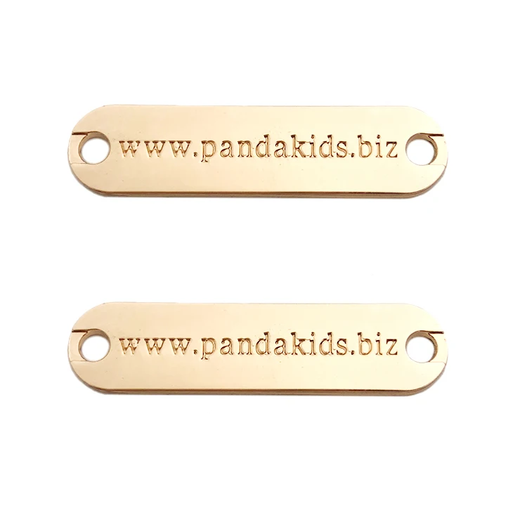 Factory direct selling custom gold color  letter logo engraved metal tag label for clothes