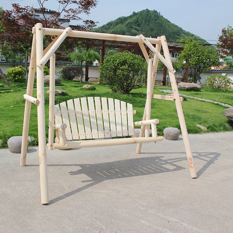 Outdoor Wooden Log Swing Modern Garden Decoration Furniture Chair Porch Swing
