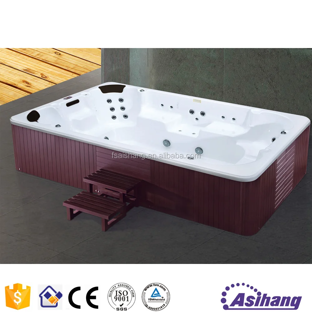 acrylic red color outdoor bathtub with color chang bath mat