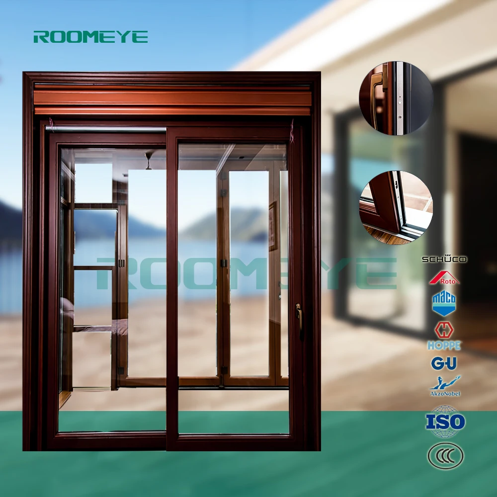 Aluminum wood sliding door with thermal break