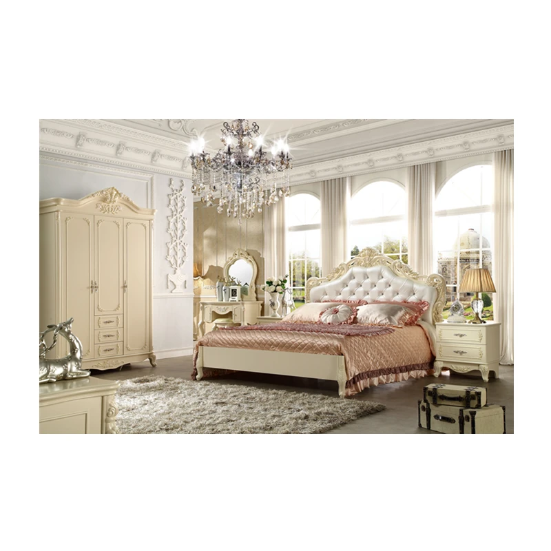 Bedroom sets luxury king size European Antique Luxury Rococo Carved furniture wedding bedroom set fancy bedroom set