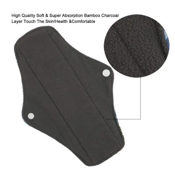 Charcoal Bamboo Reusable Woman Sanity Napkin Pads washable pads