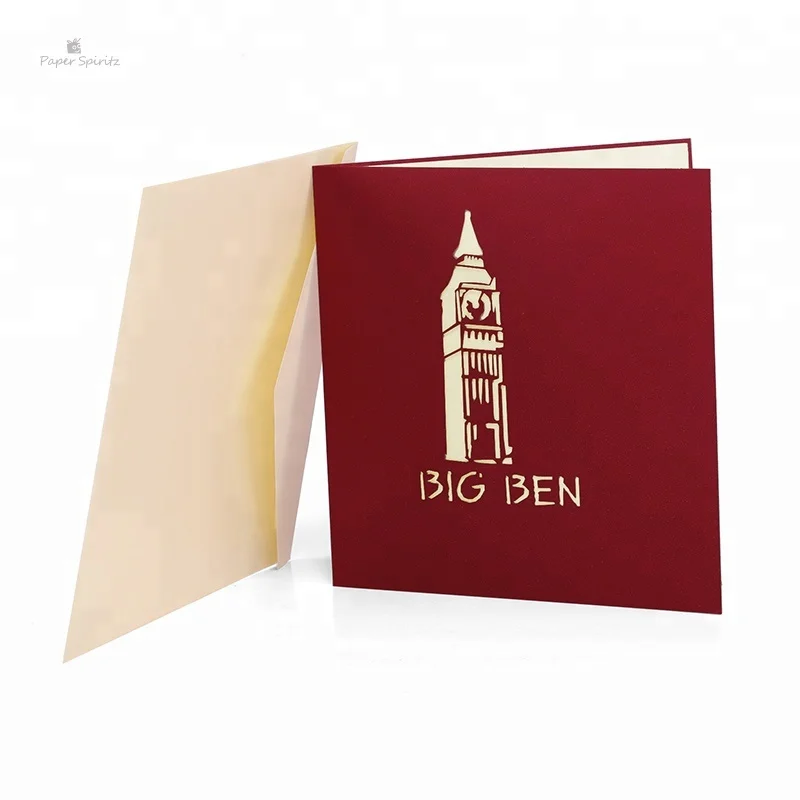 
Big Ben Landmark Building Card 3D Pop Up Travelling Greeting Gift Cards Handmade Creative Kirigami Origami 