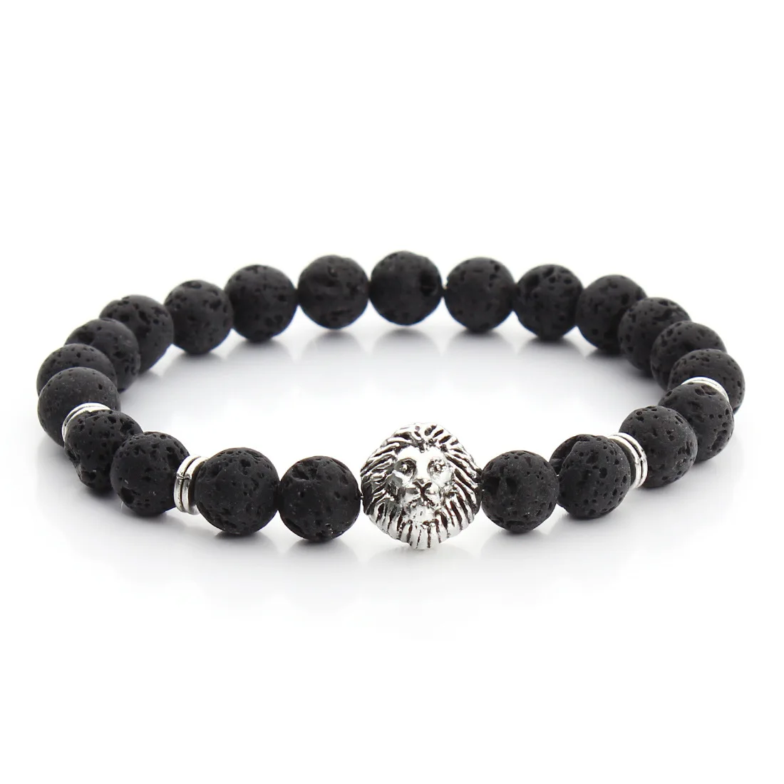 
Luxury Men Bracelet New Design Lava Stone Bracelet Volcanic Stone Bracelet Lion Hand Accessories 