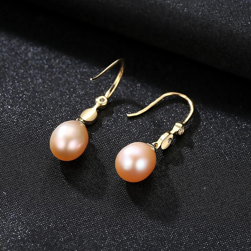 CZCITY Simple Style Pure 925 Sterling Silver Pearl Drop Minimalist Silver Hook Earrings for Women