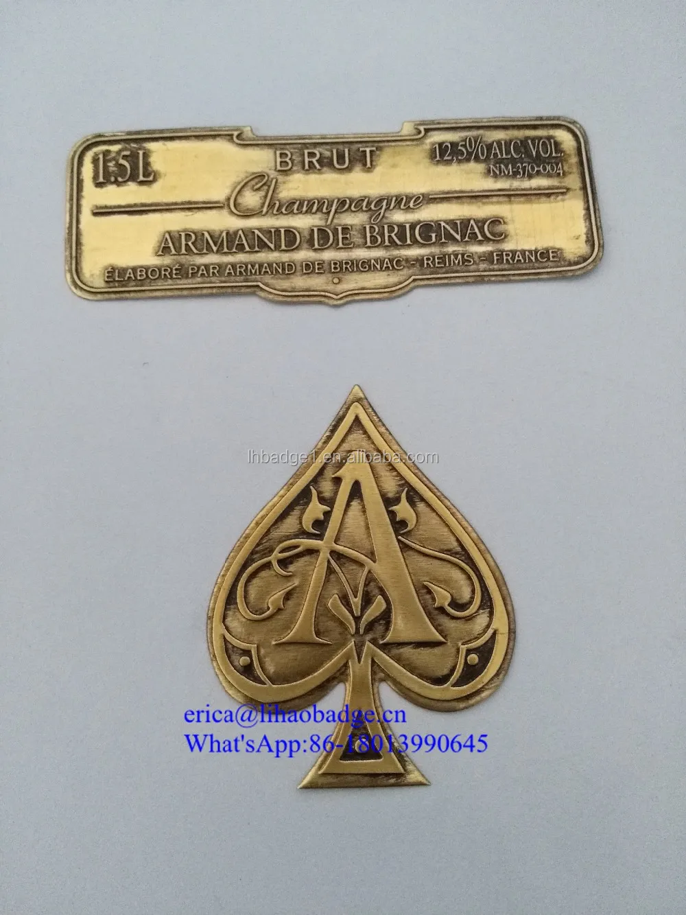 Personalize ace of spades champagne label for wine bottle, metal bottle label