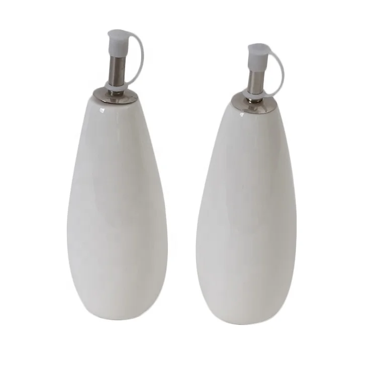 Made in china houseware kitchen white olive oil bottle porcelain oil dispenser