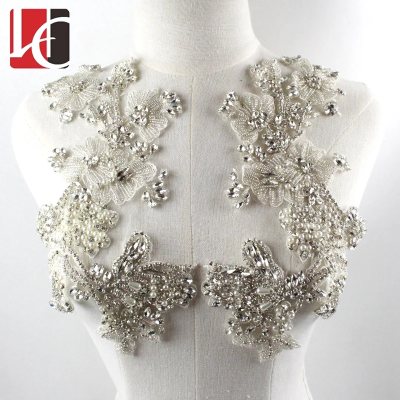 HC-4974 Fashion ab bridal crystal applique for dress