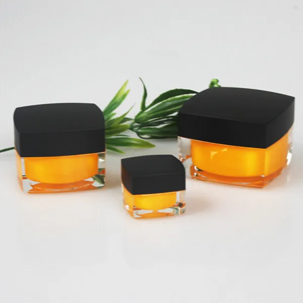 
5g 15g 30g 50g square colorful cream cap jar cosmetic packaging containers glass cosmetic cream container matt black container 