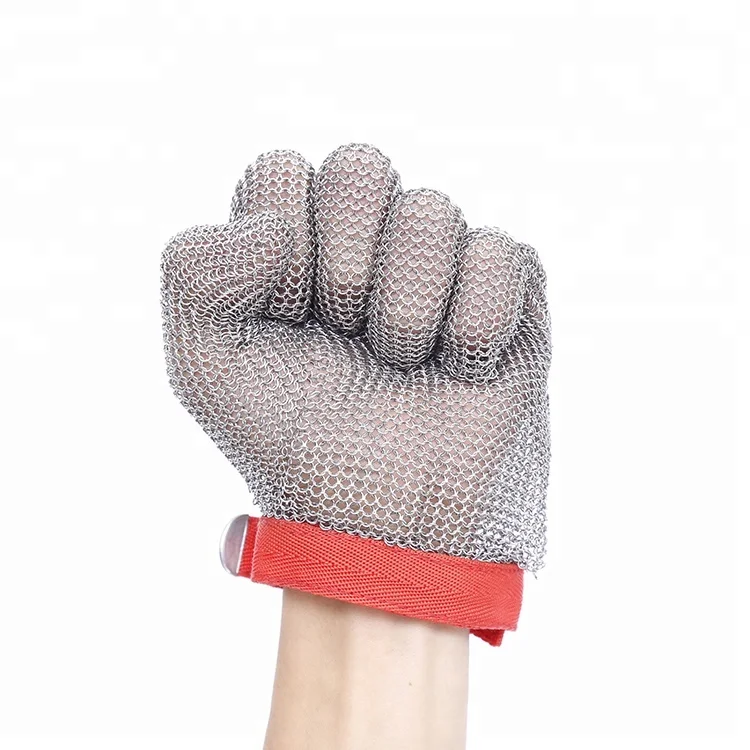 ANSI level 9 Manufacturer directly supply stainless steel chainmail mesh  cutting proof safety hand gloves for cooking