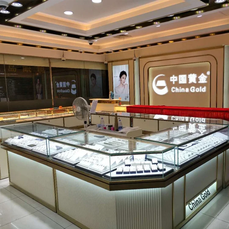 Factory custom cabinets luxury glass jewelry display showcase for jewellery shop display counters