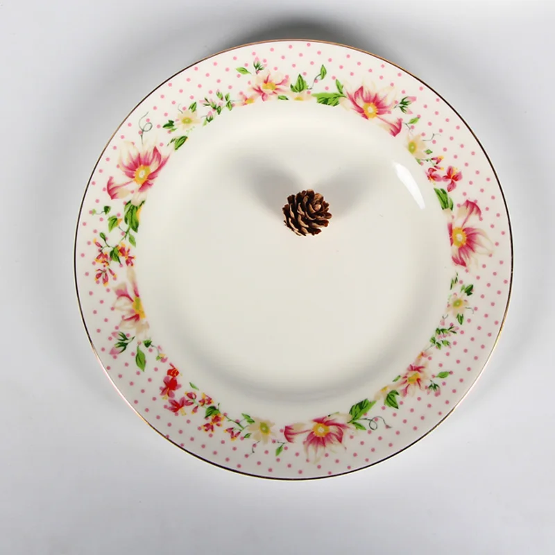 Flower modern design ceramic porcelain bone china plate for hotel restaurant and home use
