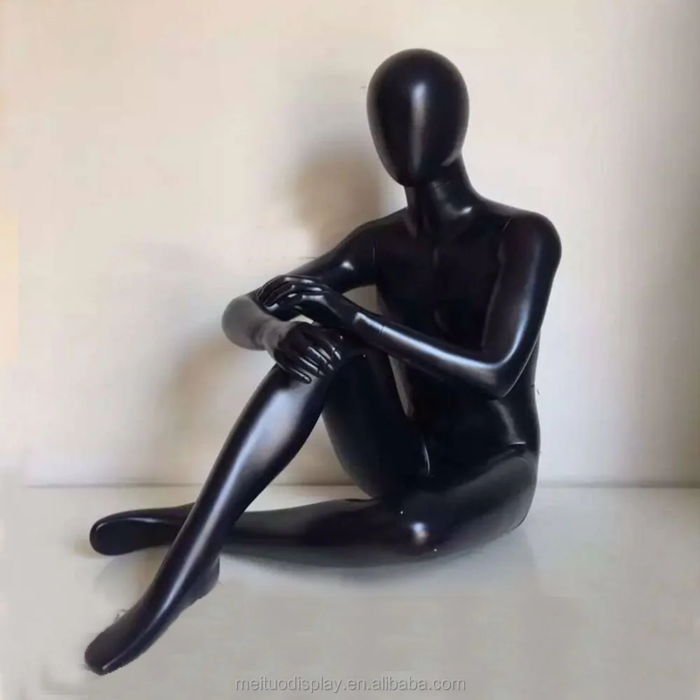 men bright black lying male mannequin full body window suits display