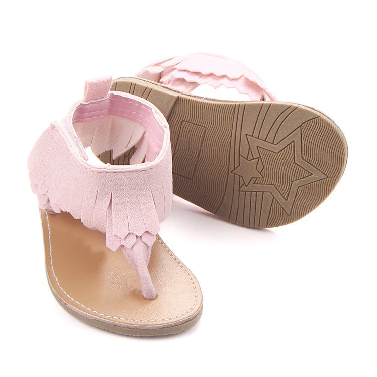 New fashional tassel design soft leather kids baby girl sandals