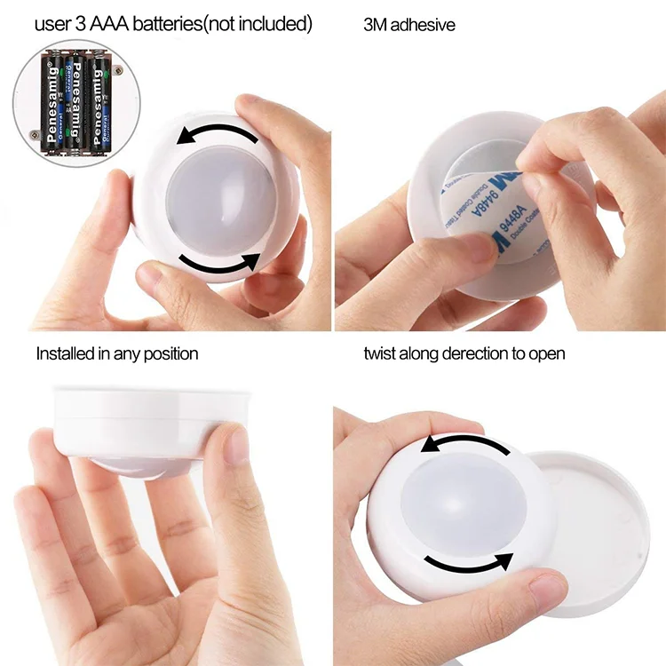 Remote control led night light lamp warm &  cool white mini led cabinet light