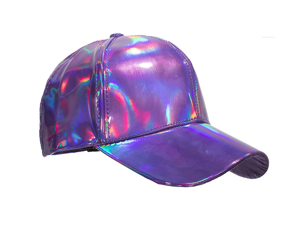 New Arrival Shining PU Solid Color Baseball Cap Unisex Snapback Hats Casual Adjustable Baseball Cap