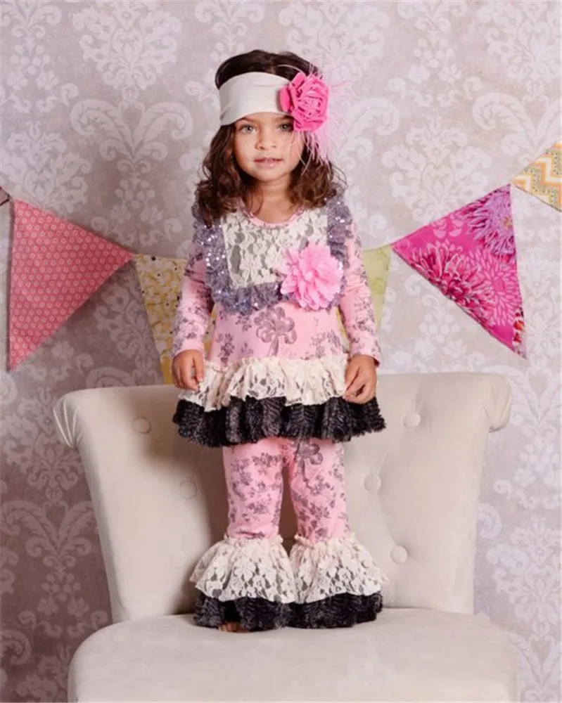 fall winter girls white lace long sleeve giggle moon boutique outfits