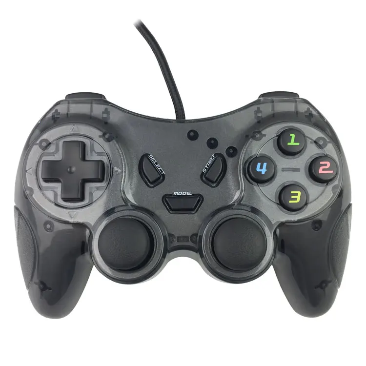 Factory low cost joystick black color gamepad with motors joypad for PC use USB wired controller