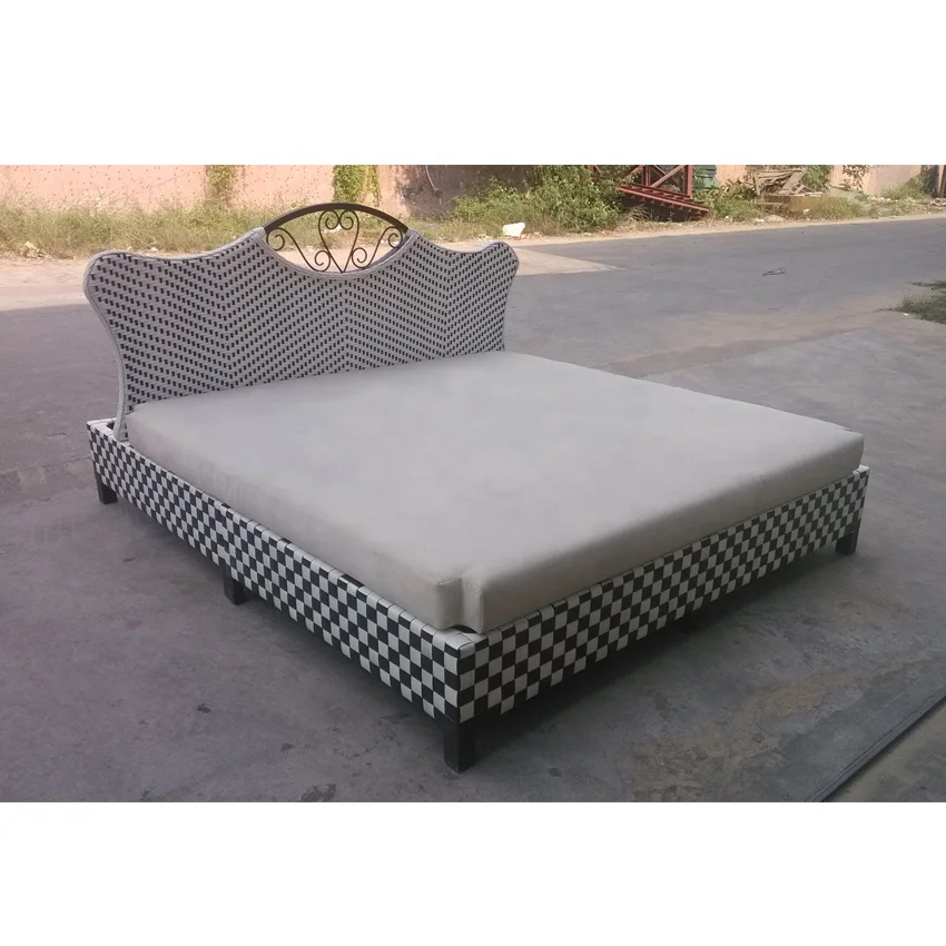 2019 новый дизайн, рама для кровати King или Queen, набор для спальни из ротанга, алюминиевая кушетка для помещений