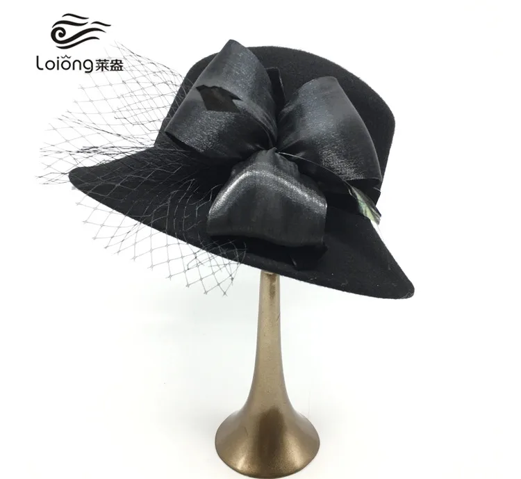 High Quality Australian Ladies Wool Felt Wedding Church Hats For Women With Bow Flower Fashion Wool Felt Cloche Bucket Hats